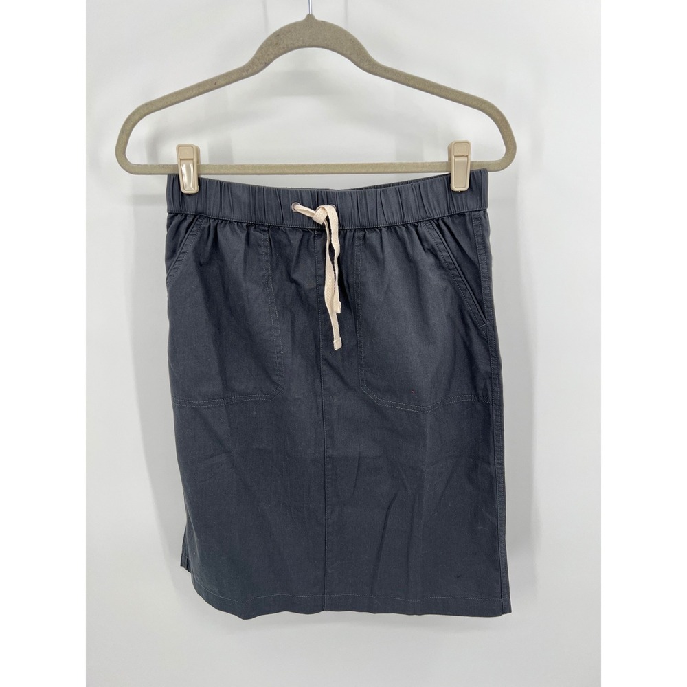 Pact Organic Cotton Daily Twill Drawstring Waist Skirt Charcoal Gray Small NWOT